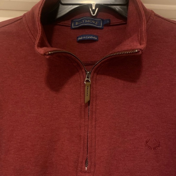Biltmore Collection Quarter Zip Men’s Size Large Burgundy Long Sleeve - Picture 3 of 5